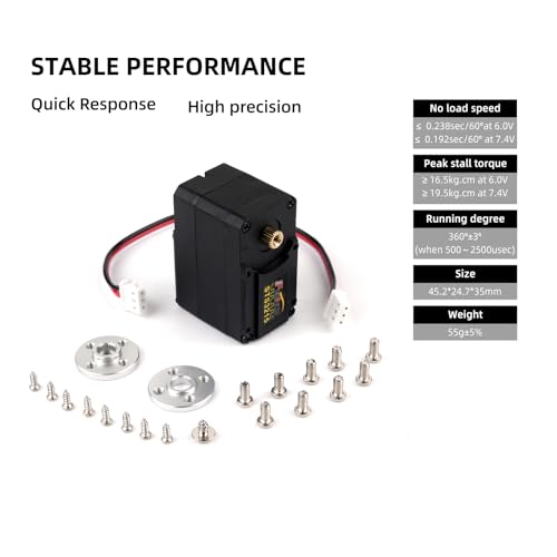 Feetech ST-3215 360° Robot Servo Motor 7.4V 19KG Magnetic Encoder Serial Bus Servo w1/345 1/191 1/147 Gear Ratio for Robotics Arm Projects SO-ARM100 URT1 Compatible (1-147 Gear Ratio)