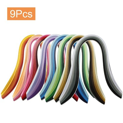 Hitefu Quilling Paper Strips, 3mm Width, 15" Length, 9 Sets