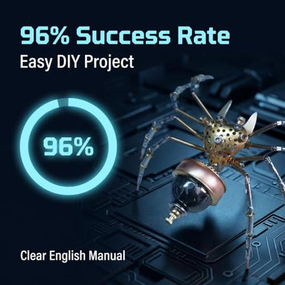 Steampunk 3D Metal Spider Puzzle 140+ Pcs Mechanical DIY Assembly Model Kit 2-3 Hrs Screw Build Unique Desk Decor Birthday for Men Teens(Jumping Spider) - style: Jumping spider