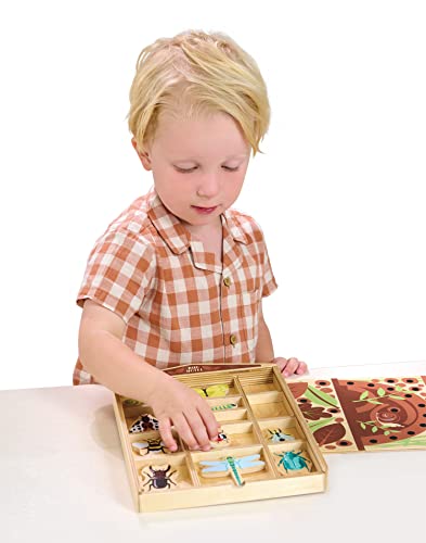 Tender Leaf Toys - The Bug Hotel - 13 Wood Garden Bugs with Shelving Unit and Front Panel - Made for Little Hands - Open-Ended Nature Play - Science Learning Toy for Boys and Girls - Age 3+