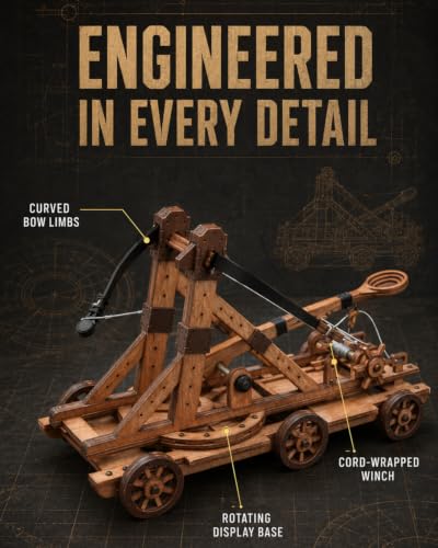 Trebuchet Model Kit, Desk Decor, 1:15 Basswood, Ages 14+