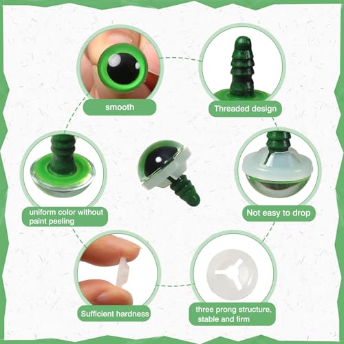 TOAOB 60pcs 12mm Green Safety Eyes for Crocheting Craft Stuffed Animals Eye - color: Green