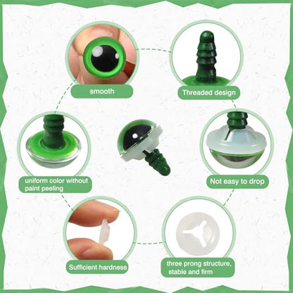 TOAOB 60pcs 12mm Green Safety Eyes for Crocheting Craft Stuffed Animals Eye - color: Green