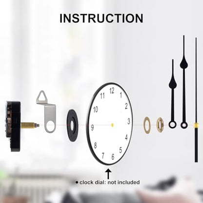EMOON 3 Pack Silent Clock Mechanism Replacement Kit, Quartz Clock Movement with 7 Sets of Hands, Battery Operated (Shaft 16mm, 20mm, 23mm)
