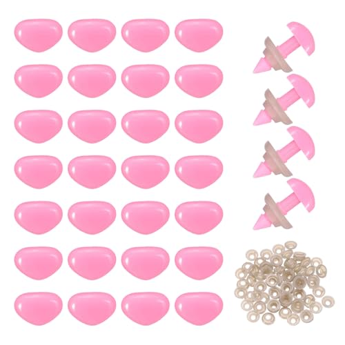 MECCANIXITY 50set 14mm Large Plastic Triangle Safety Noses Pink with Washer for Crochet Stuffed Animal Doll Craft Puppet Plush Toy Bear - color: Pink, size: 14mm