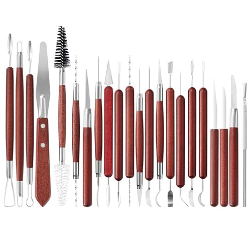 LINPHCEY 22-Piece Clay Sculpting Tools Set Perfect for Polymer Air Dry Modeling Clay Beginners & Professionals Ideal for DIY Pottery & Ceramics Tools for Clay Sculpey Sculpting & Crafting - color: 22PCS/SET