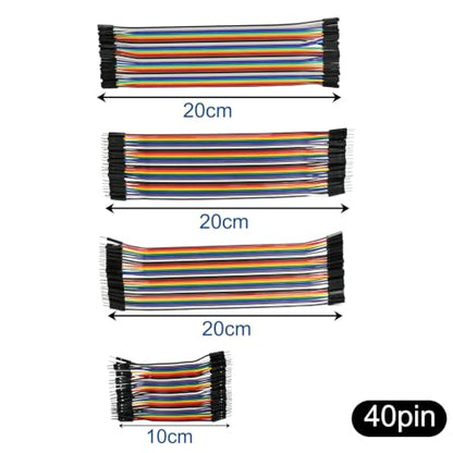 Solderless Breadboard Kit 4-Pack 2×830 + 2×400 Tie Points, 120Pcs 20cm Dupont Jumper Wires M-M M-F F-F + 10cm M-M Ribbon for Arduino Raspberry Pi ESP32 Prototyping - size: 2×830+2×400 Breadboard Kit