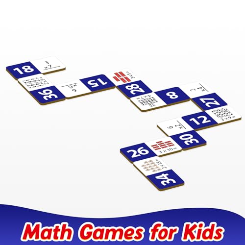 Kasfalci Multiplication Dominoes Set,Math Manipulatives Games for Kids,Counting Toy,Learning Games,Preschool Learning Activities,Homeschool Supplies,Kindergarten Classroom Must Haves,1st 2nd 3rd Grade - color: Dark Blue