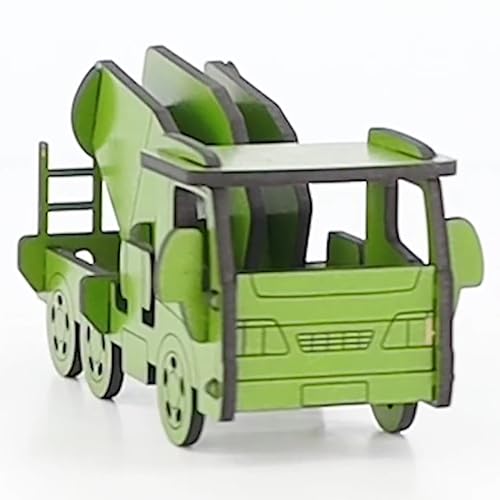 Little & Wood: Woodlet: Medium - Concrete Truck - Green, 3D Wooden Kit-Set, Construction Vehicle Puzzle, Easy Assembly Model, Pop Build Fun, Ages 6+ - style: Concrete Truck