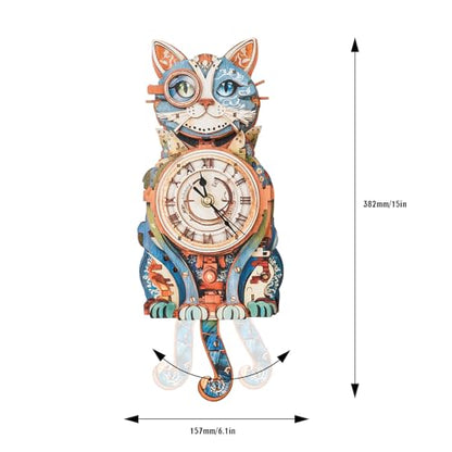 KAAYEE 3D Puzzles for Adults Cat Clock DIY Wooden Puzzle Craft - color: Cat Clock