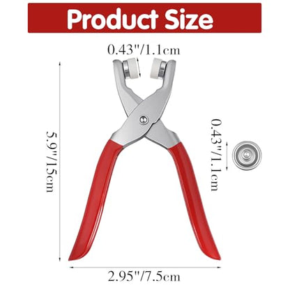 Metal Snap Fastener Pliers Press Tool Kit with 100PCS Snap Buttons, Snaps Fastener Plier Tool for DIY Fabric Sewing, Leather Craft & Clothing Repair