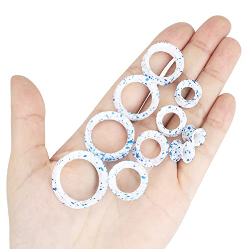 Oyaface 20 PCS Piercing Tunnel Set Soft/Hard Silicone Flesh Ear Plugs 2g-25mm Flexible Ear Stretching Gauge Expander - color: White&Blue(thin)