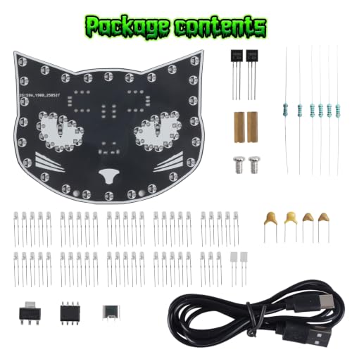 Halloween Black Cat Soldering Project, ICSTATION DIY Touch Control LED Cat Soldering Training Kit With 3 Lighting Modes Brightness Adjustment Soldering Practice Kit for Adults College Education
