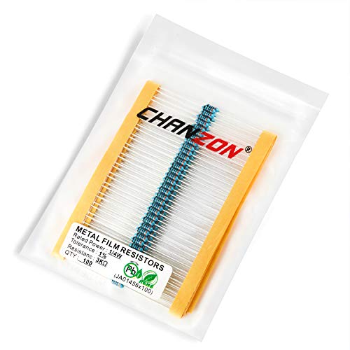 Chanzon 100pcs 1/4W (0.25W) 3K Ω ohm Metal Film Fixed Resistor - size: [1-4ZC08] 3K ohm