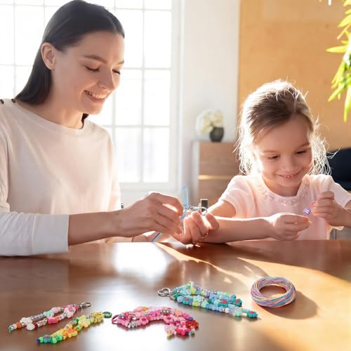 Whimsibelle 824 Pcs DIY Bead Keychain Making Kit 740 Beads Versatile Charms & Tools for Beaded Jewelry Making, Bracelet Necklace Charm Keychain Craft Gift for Kid Teen Adult Personalized Accessories