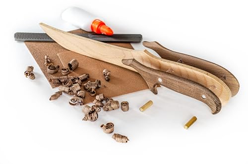 Wooden Knife Making Kit for Kids, Teens & Adults – Fun DIY Woodworking Craft Gift | Hardwood Blade with Handles, Sandpaper & Glue Included | Made in USA