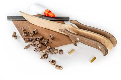 Wooden Knife Making Kit for Kids, Teens & Adults – Fun DIY Woodworking Craft Gift | Hardwood Blade with Handles, Sandpaper & Glue Included | Made in USA