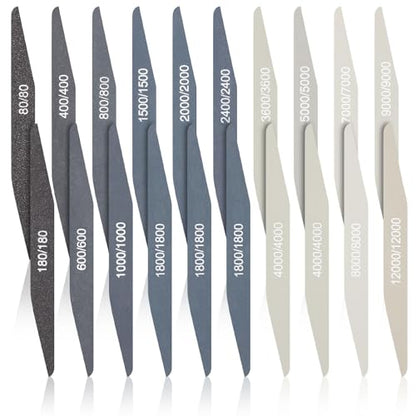 Honoson 20 Pcs Sanding Sticks Model, Low and High Grits, Double Angle Shape - style: Double Angle Shape