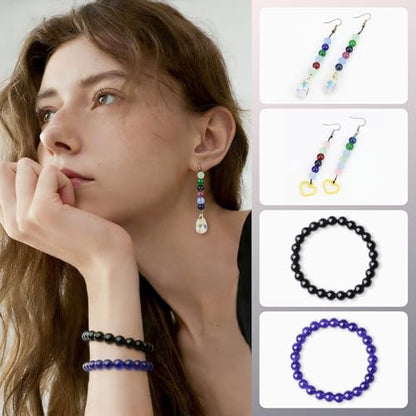500Pcs Black Round Glass Beads for Bracelets and Necklaces - color: Black
