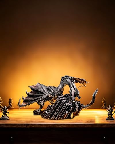 Piececool 3D Metal Puzzles for Adults Dark Dragon on Ruins Model Building Kits Desk Decor, Great Birthday New Year Gifts for Men Teens 16+