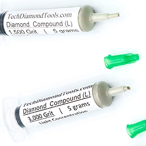 TechDiamondTools Diamond Polishing Paste Kit — 3 Grits (1050, 1500, 3000) | USA Made | Oil-Based Syringes | Progressive Polishing Set for Metal, Glass, Gemstone, Knife, Jewelry | 10% Diamond Powder - size: 1050 1500 3000 Grit, style: Light 10% concentrati