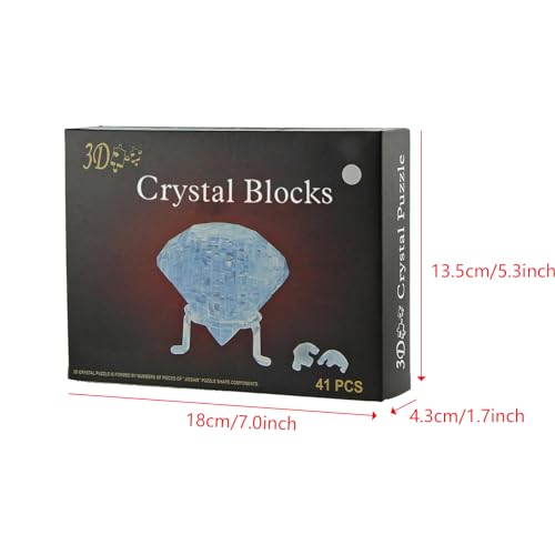 3D Crystal Diamond Puzzle, Crystal Puzzle Brainteasers for Puzzlers Ages 16 and Up, 41PCS(Blue-Diamond) - color: Blue-diamond
