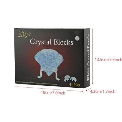 3D Crystal Diamond Puzzle, Crystal Puzzle Brainteasers for Puzzlers Ages 16 and Up, 41PCS(Blue-Diamond) - color: Blue-diamond