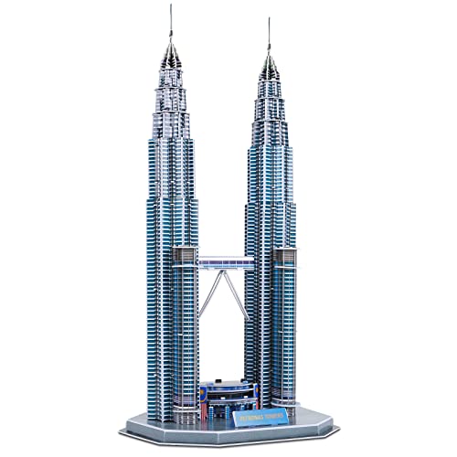 3D Puzzles for Adults Kids, Assembly Malaysia Petronas Twin Towers - style: Petronas Twin Towers