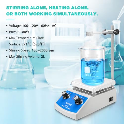 Magnetic Stirrer Hot Plate Set (w/4 Stir Bars n 1 Retriever) - color: Blue
