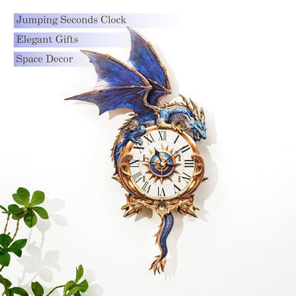 Blue Dragon Clock, 3D Wooden Puzzles for Adults, Mechanical Wood Model Kit