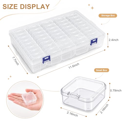 Exptolii Small Bead Organizer Box, 45Pcs Clear Plastic Case Mini Dimond Bead Storage Containers with Hinged Lids and Rectangle for Bracelet Making DIY Jewelry Craft Nail Small Parts - size: 45 Pcs