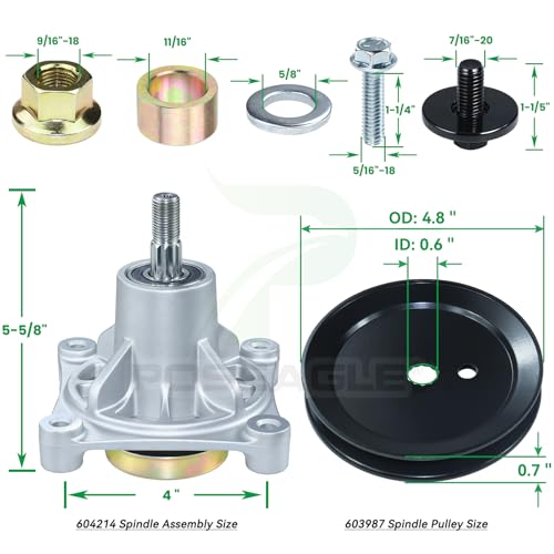 2 Pack 604214 Spindle Assembly Kit for Hustler Raptor 42 Spindles - size: A07 2x604214 Spindle Kit