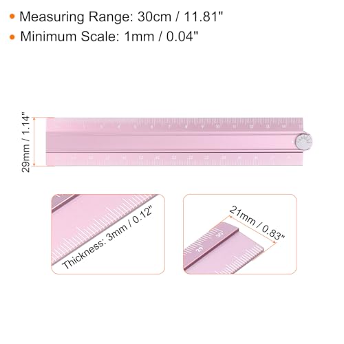 HARFINGTON 2pcs Folding Straight Ruler 30cm Metric Aluminum Alloy Protractor Foldable Angle Ruler Geometric Measure Tool with Angle Line for Architect Artist Office, Pink/Light Pink - color: Pink/Light Pink