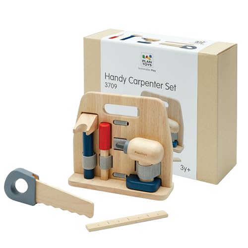 PlanToys® Wooden Handy Carpenter Set Montessori Practical Life Kids Play - color: Carpenter