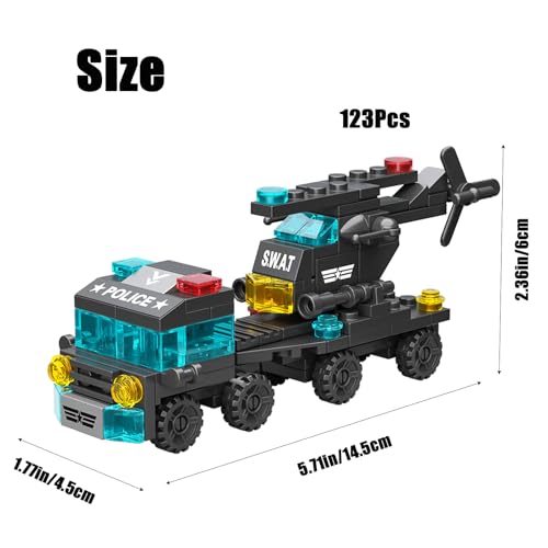 Special Police Building Blocks Toy - 7 in 1 Transformable Police Car Set, SWAT Truck & Helicopter STEM Toys for Kids Ages 6-12, Creative Birthday Gifts for Boys & Girls - color: City Special Police
