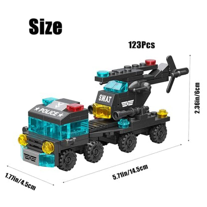 Special Police Building Blocks Toy - 7 in 1 Transformable Police Car Set, SWAT Truck & Helicopter STEM Toys for Kids Ages 6-12, Creative Birthday Gifts for Boys & Girls - color: City Special Police
