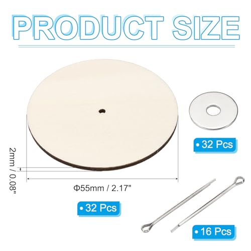 PATIKIL 55mm Doll Joints, 16 Set Removable Cotter Pin Joints Connector and Fiberboard Tray for Bear Limbs Making Head DIY Crafts Accessories - size: 55mm