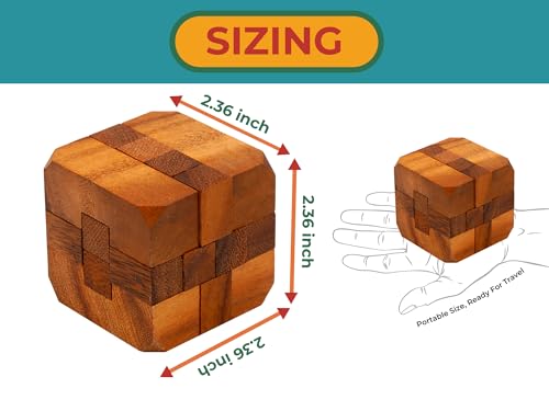 BSIRI Games Gifts and Brain Teaser Puzzles for Adults Classic Diamond Cube Puzzle Wooden 3D Puzzle Games to Challenge Mind for Fun and Educational Game