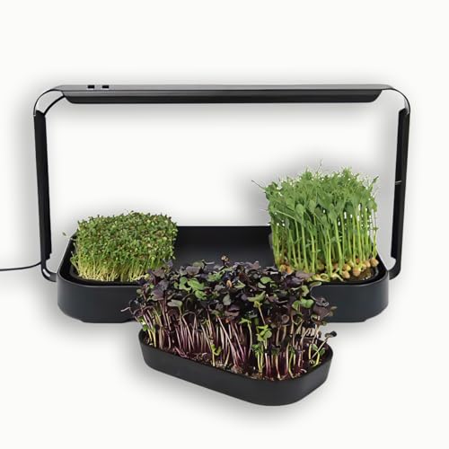 Microgreens Growing Trays Bundle, Grow Lamp, 6 Silicone Trays,18 Jute Mats, Microgreens Growing Kit, Seed Sprouting & Indoor Grow Accessories (No Seeds)