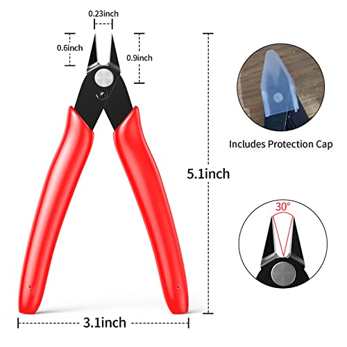 Small Wire Cutters 2-Pack Diagonal Flush Cutters 5" Red - color: Red ( 2 Pack )