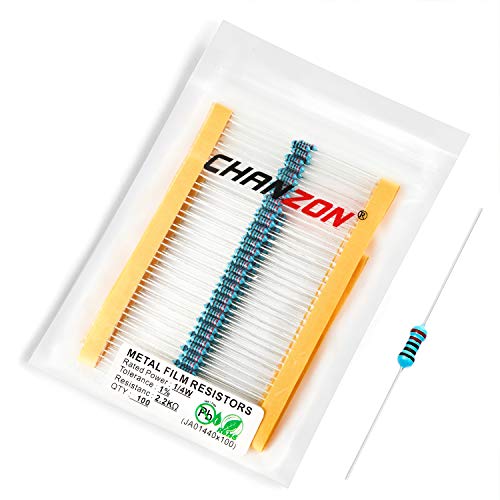Chanzon 100pcs 1/4W (0.25W) 2.2K Ω ohm Metal Film Fixed Resistor - size: [1-4ZC07] 2.2K ohm