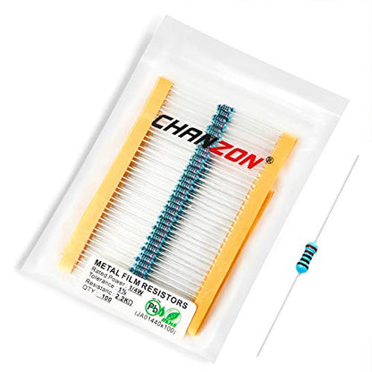 Chanzon 100pcs 1/4W (0.25W) 2.2K Ω ohm Metal Film Fixed Resistor - size: [1-4ZC07] 2.2K ohm