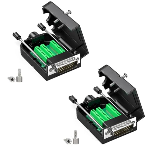 2Pcs DB26 Male Solderless Connector 3Row 26Pin Serial Terminal Adapter - style: Male