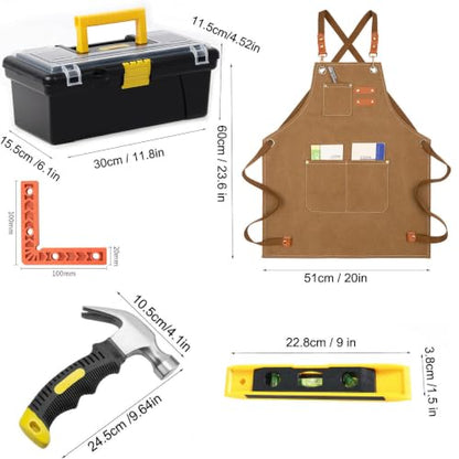 Kids Real Tool Starter Kit, Construction Toys With Tool Bag, Belt, Hammer, Safety Goggles, Pliers, Wrench - DIY Set for Boys & Girls Beginner Learning Gift, 12-Piece - size: 11 Pieces