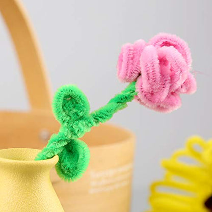100 Pieces Pipe Cleaners Craft Chenille Stem Pink Pipe Cleaners - color: Pink