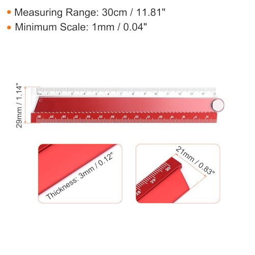 HARFINGTON 2pcs Folding Straight Ruler 30cm Metric Aluminum Alloy Protractor Foldable Angle Ruler Geometric Measuring Tool for Architects Artists Office, Red/Pink - color: Red/Pink