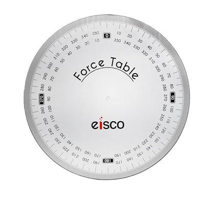Eisco - Standard Physics Force Table, 40cm Polymer Top, Dual-Angle Measurement Scales, Heavy Cast Base, Leveling Screws, Pulleys and 250g Mass Sets for Vector and Equilibrium Experiments