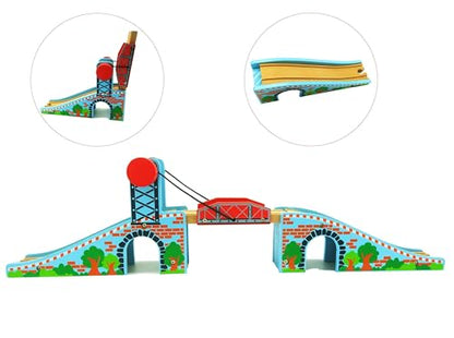 Z MAYABBO Wooden Train Tracks Accessories Wood Train Lifting Bridge for Railroad Tracks fits for All Railway Tracks