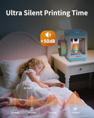 Fully Assembled Mini 3D Printer for Kids & Beginners - Complete Starter Kit with Auto Leveling 3D Printing Machine, 1 Roll of Filament, and SD Card, High-Speed 250mm/s, High Precision, for School Home - size: Mini