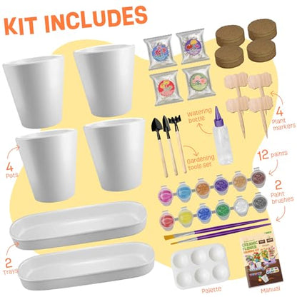 LAOESE 4 Set Paint & Plant Flower Gardening Kit, Gifts for Girls Ages 8-12